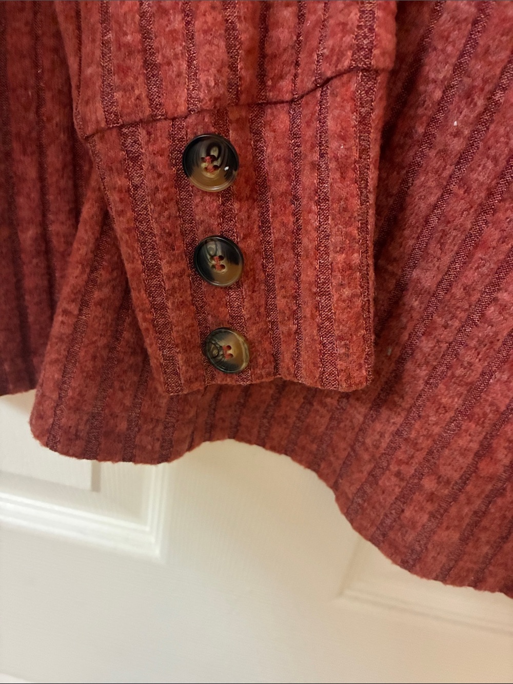 Women’s Ribbed Crew Neck Sweater - Rust - Picture 3 of 4
